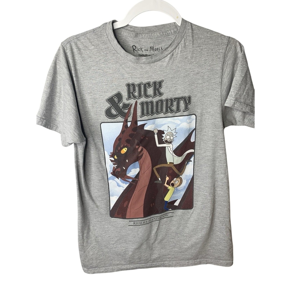 Adult M Rick & Morty  Riders Handbook Dragon  Graphic Tshirt Adult Swim‎